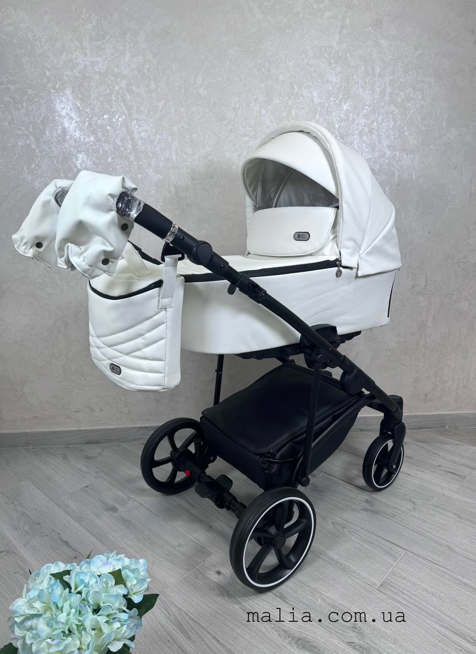 Коляска 2в1 Baby Pram Bailey Premium Еко-шкіра White 💭