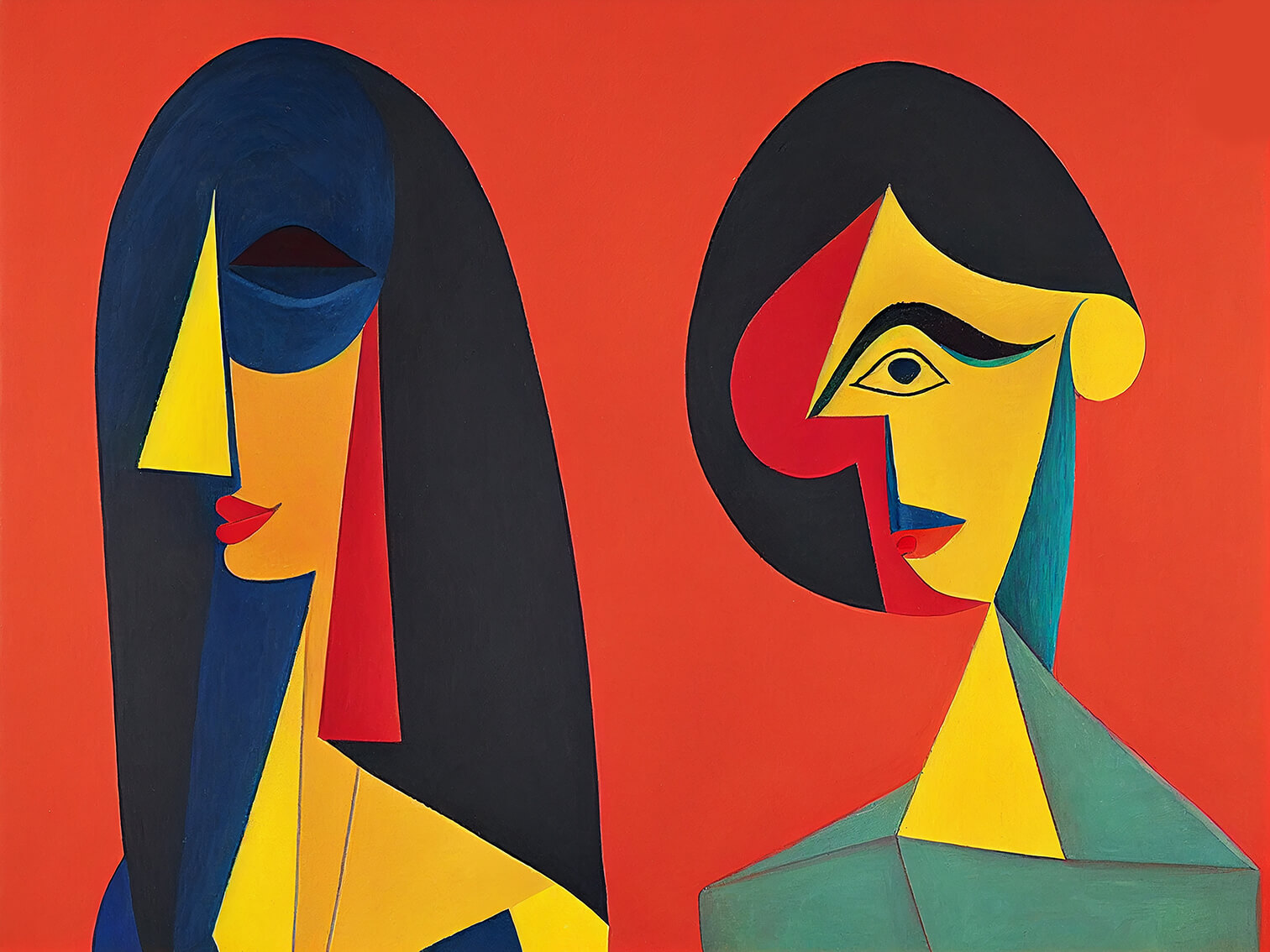 Beauties (inspired by Picasso), 60x80 cm, original acrylic painting on canvas