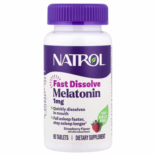 Natrol, Melatonin, Fast Dissolve, Strawberry, 1 mg, 90 Tablets