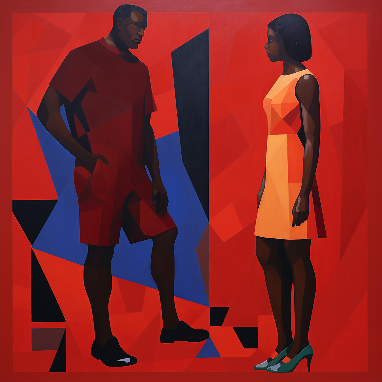 Two V, 100x100 cm, original acrylic painting on canvas