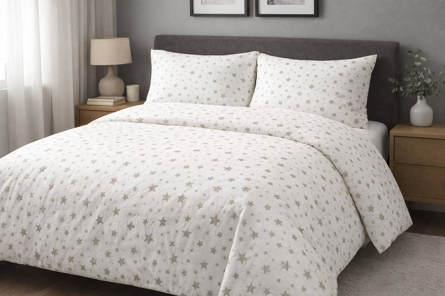 Постільна білизна ранфрс принт "Бежеві зірки на білому "