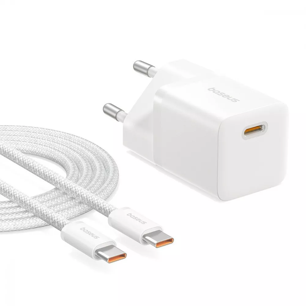 МЗП Baseus GaN5 Mini Fast Charger Type-C 25W (З кабелем Type-C to Type-C 100W 1m)