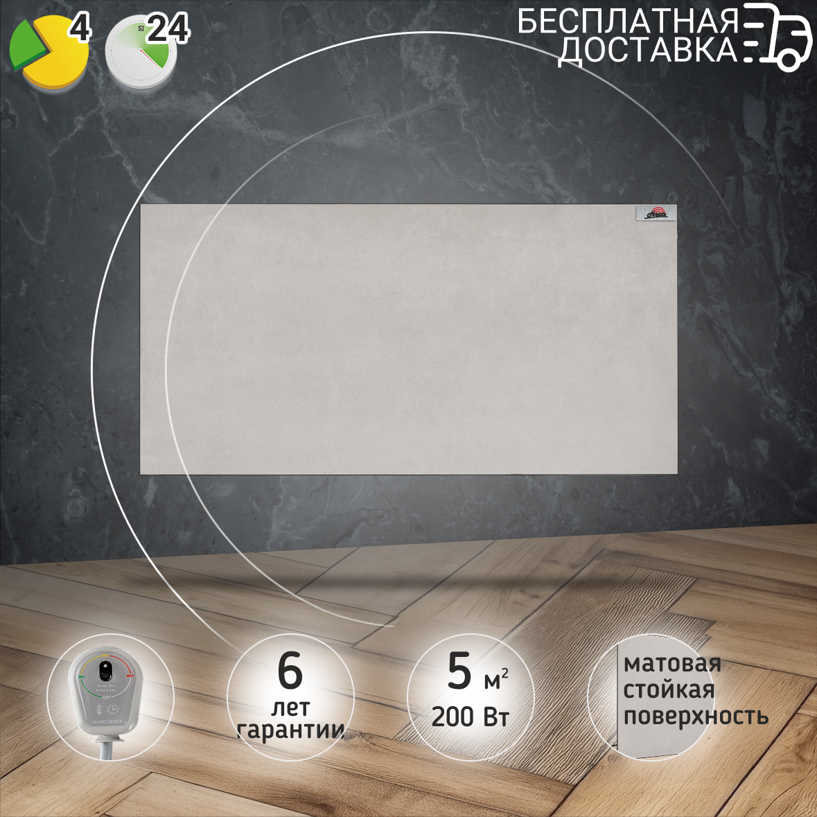 Керамический обогреватель Heats 200 Loft с терморегулятором на вилке