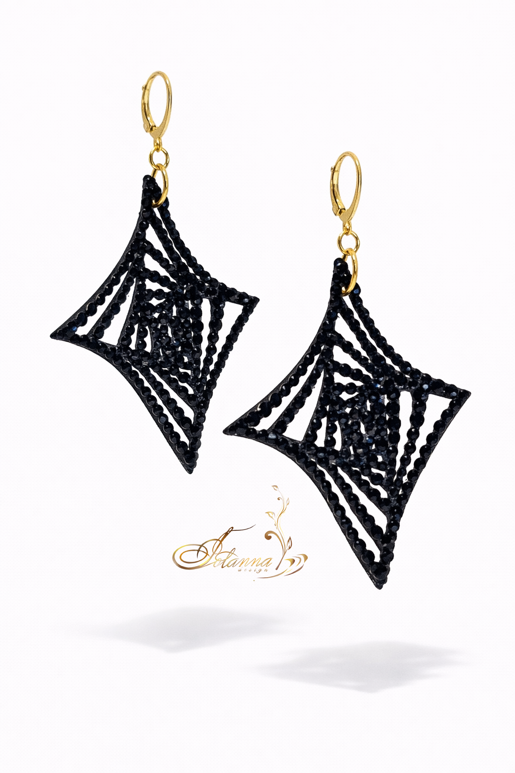 Exclusive crystal black 3d printed earrings
