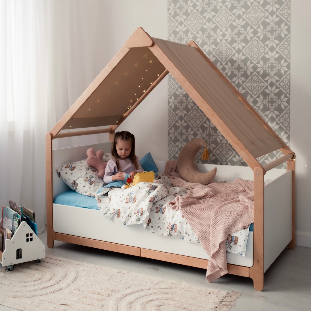 Дитяче ліжко-будиночок дизайнерське Монтессорі Мрія - Біле