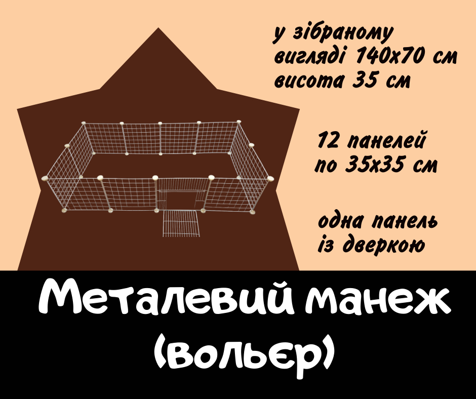 Металевий манеж (вольєр) для морських свинок з 12/18/24 панелей