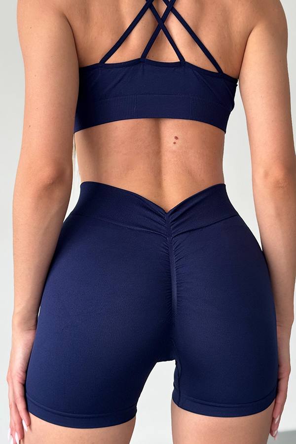 Шортики з V-подібним поясом позаду та ефектом пуш-ап Україна в кольорі синій