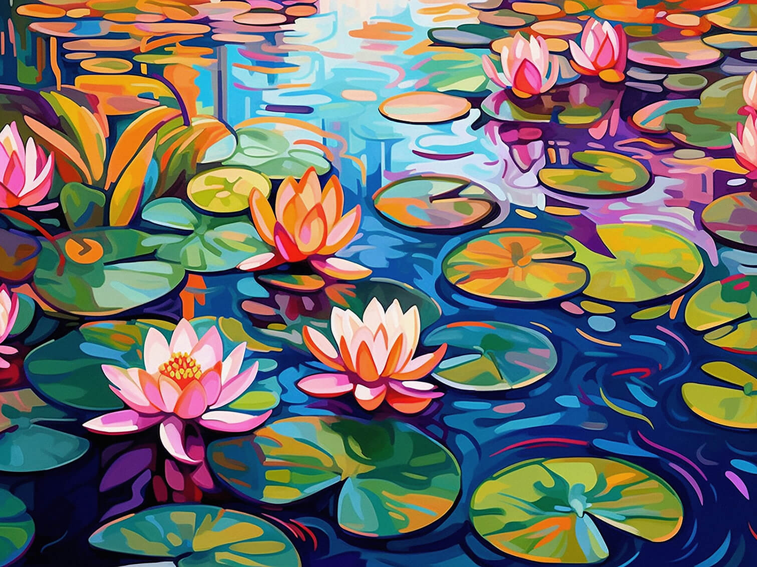 Water lilies, 60x80 cm, acrylic on canvas