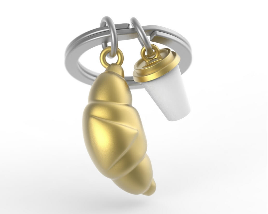 Брелок Metalmorphose Croissant & Coffee Cup – стильний металевий аксесуар для ключів