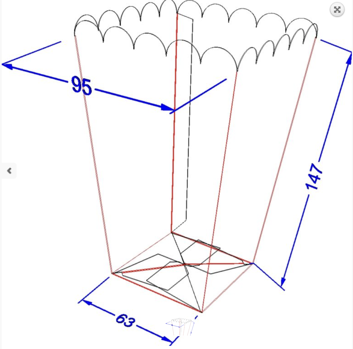 Відро V46 квадратне для попкорну 1,5 л, паковання 50 шт.