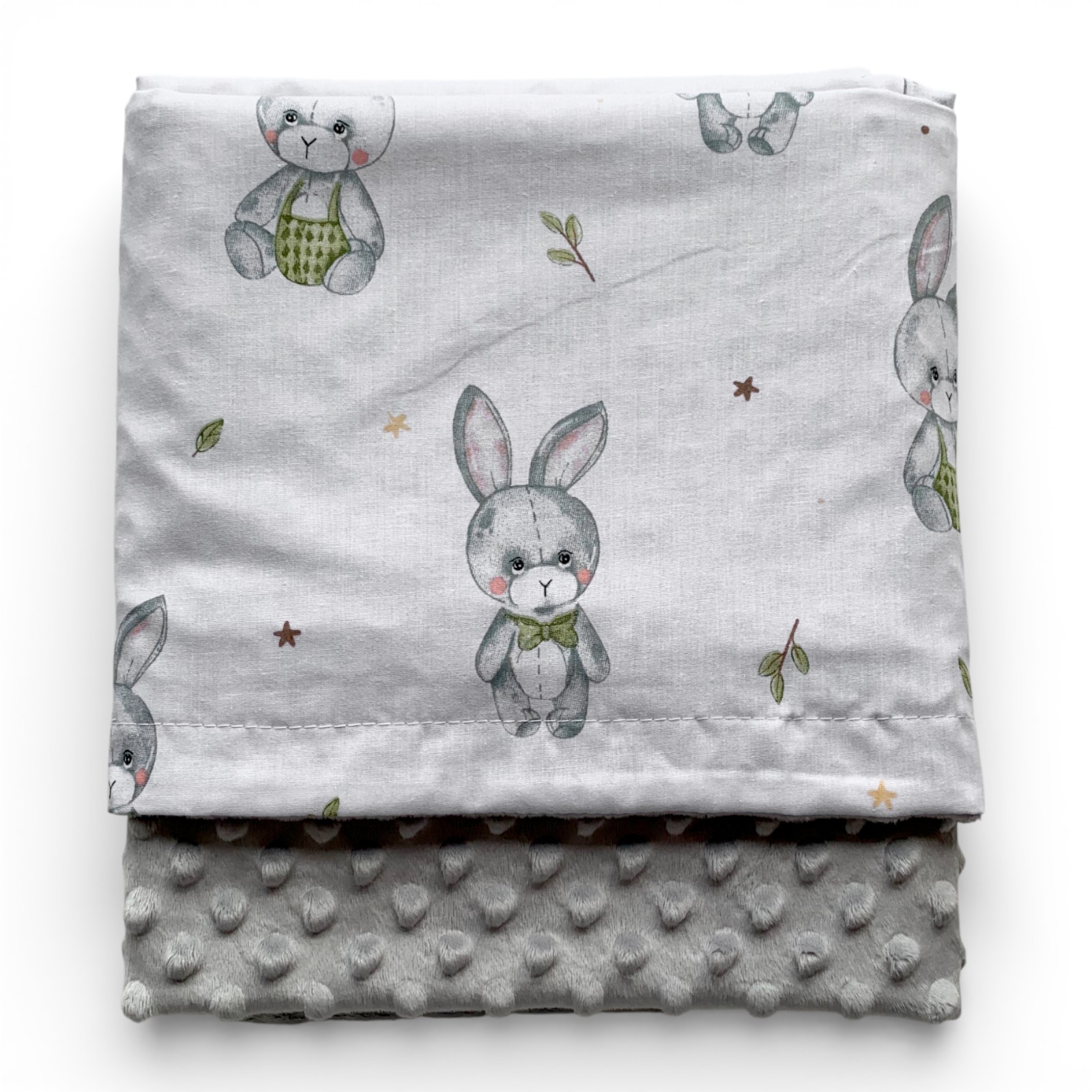 Плед плюшевий 100 х 80 см Зайчик на білому сірий плюш