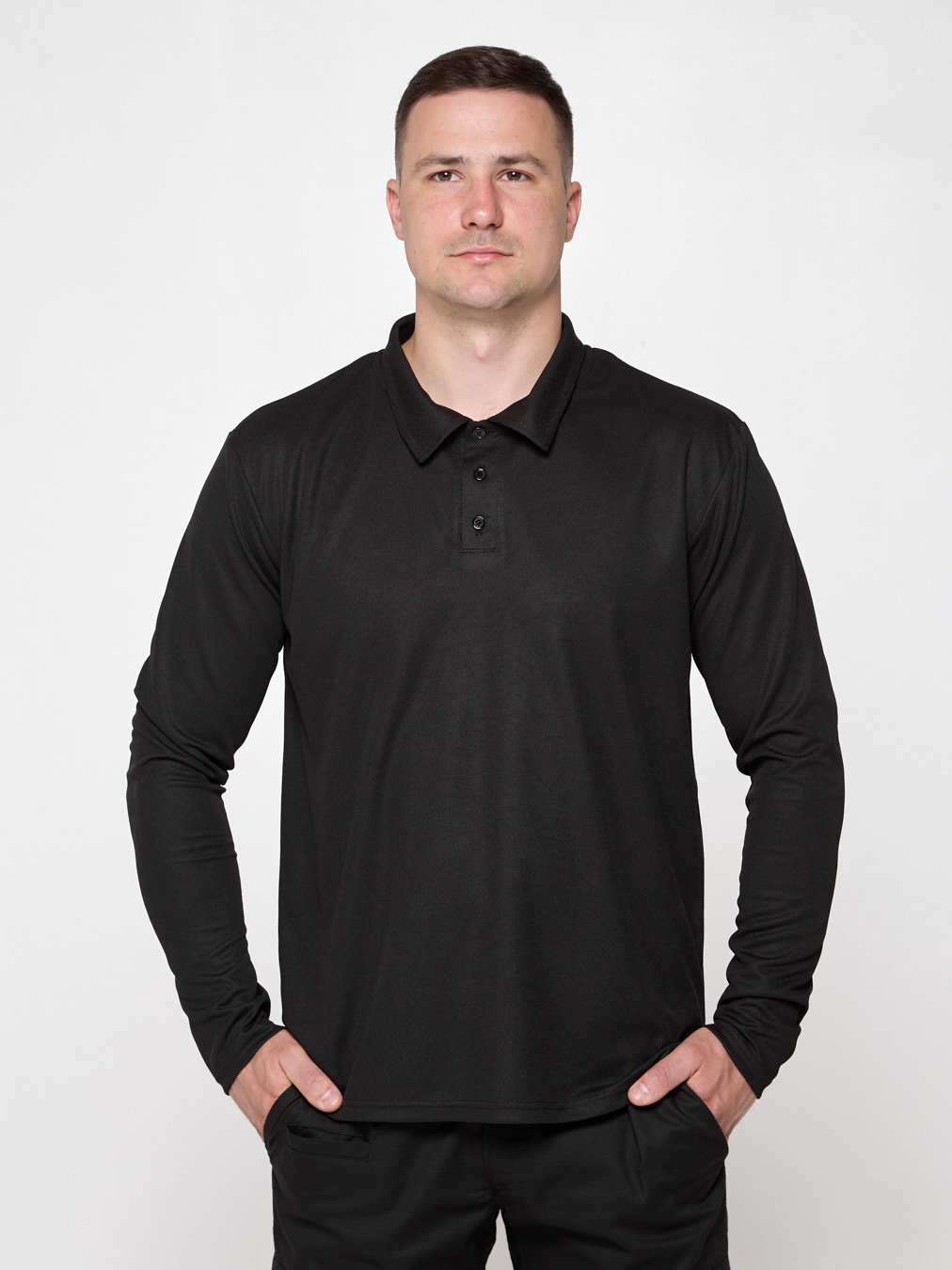 Поло чоловіче UKM CoolPass на довний рукав чорне