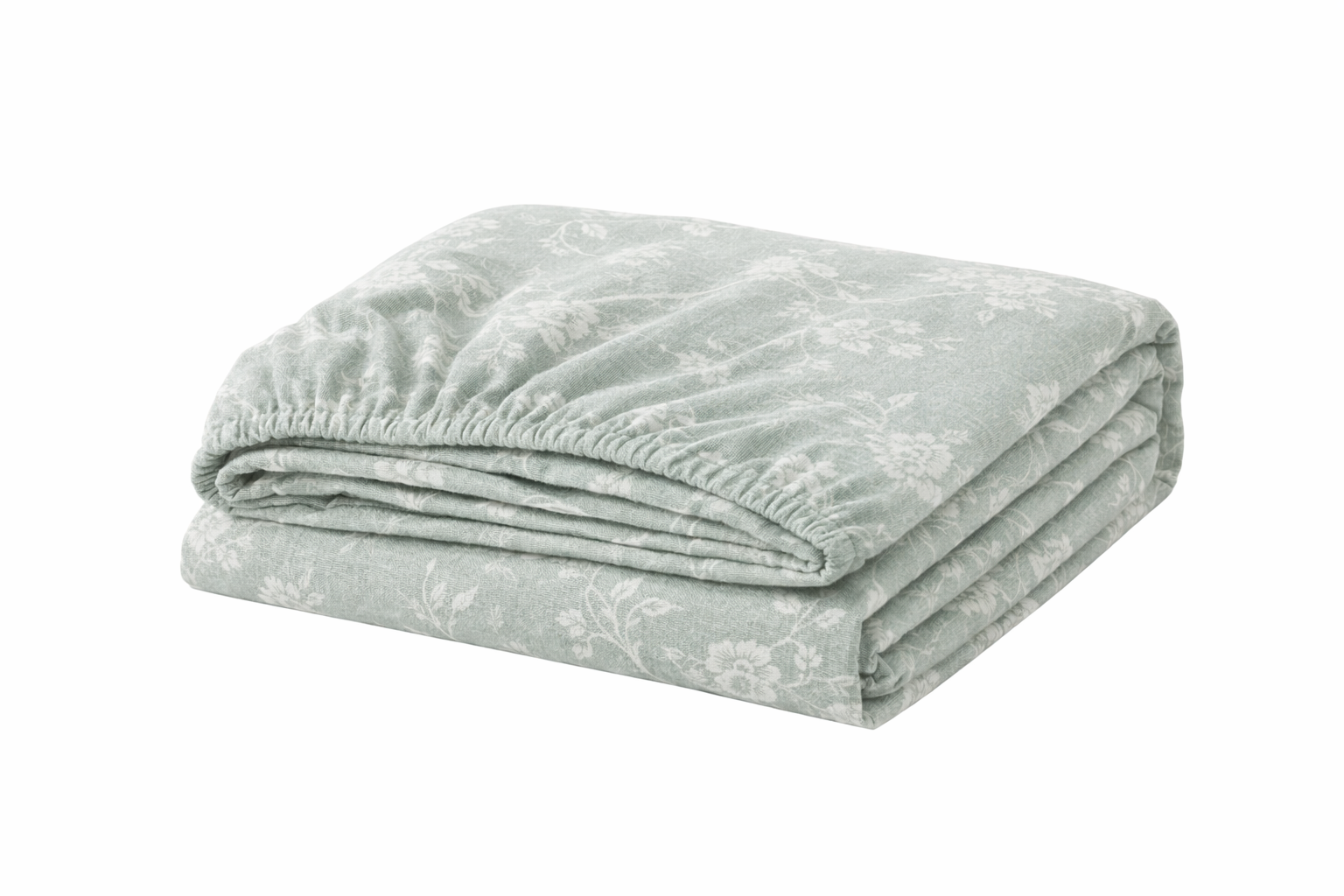 Простирадло на гумці ранфорс принт  "Білі квітки на зеленому"