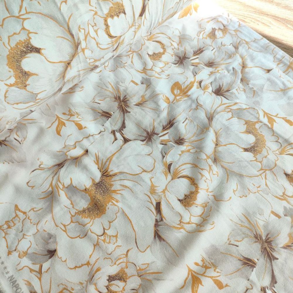 Тканина фланель-Золоті квіти