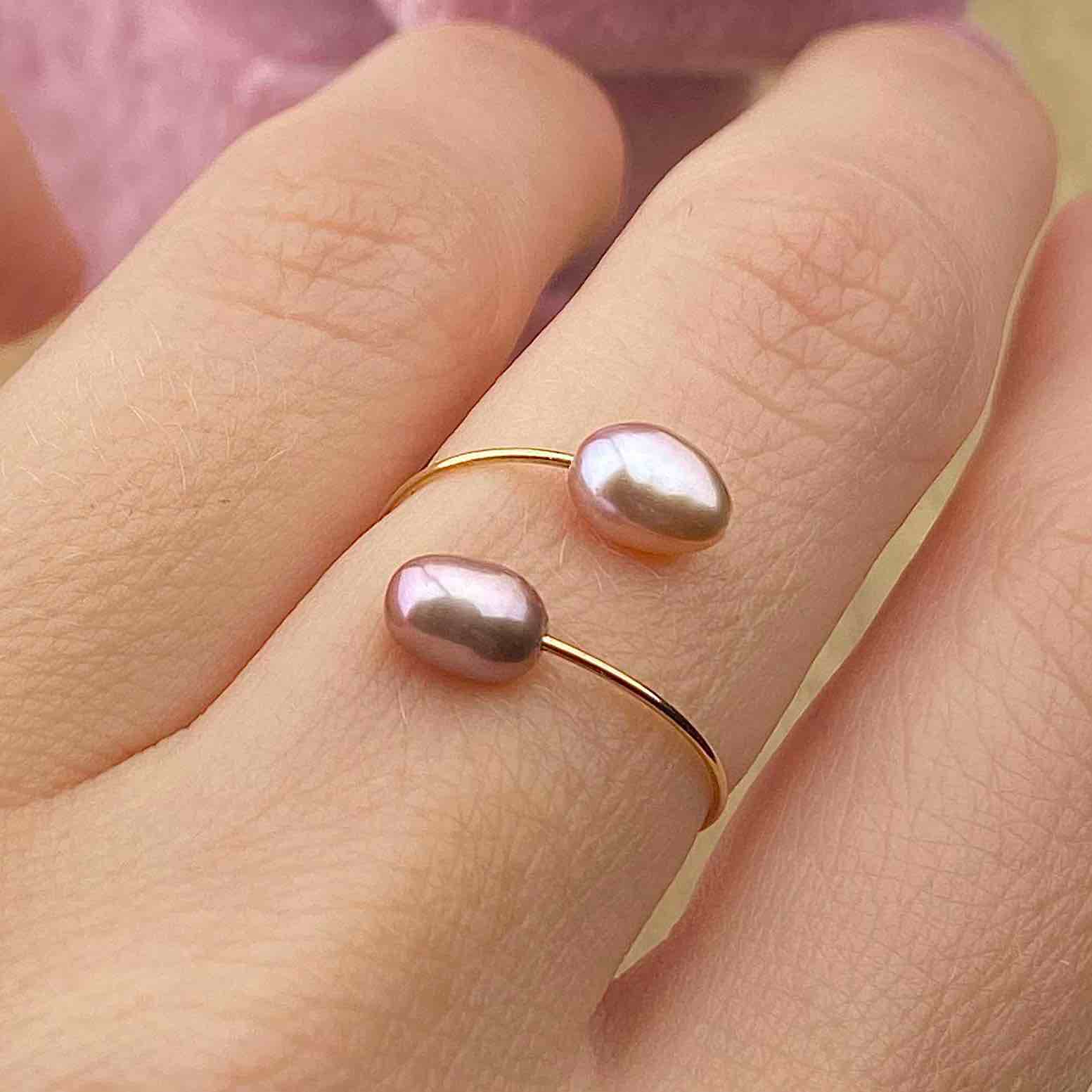 Pink pearl ring