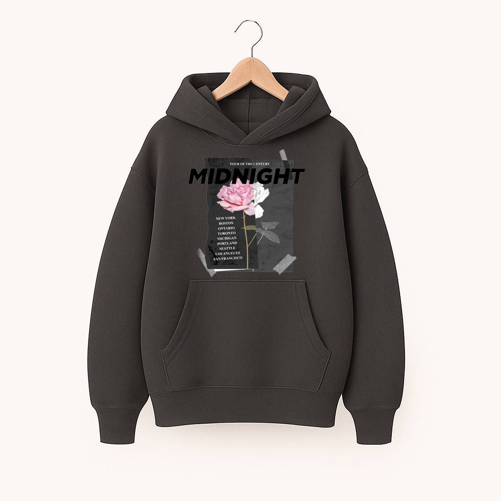 ХУДІ  ОВЕРСАЙЗ  ГРАФІТ   З ПРИНТОМ "ТРОЯНДА 1"