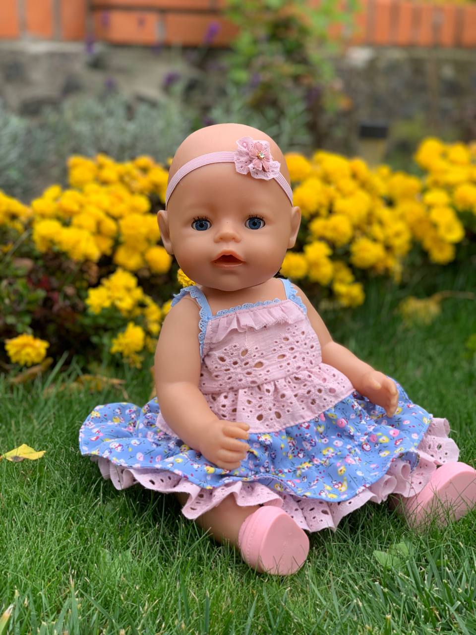 Квітчастий сарафан з пов'язкою: літній одяг для ляльки Baby Born
