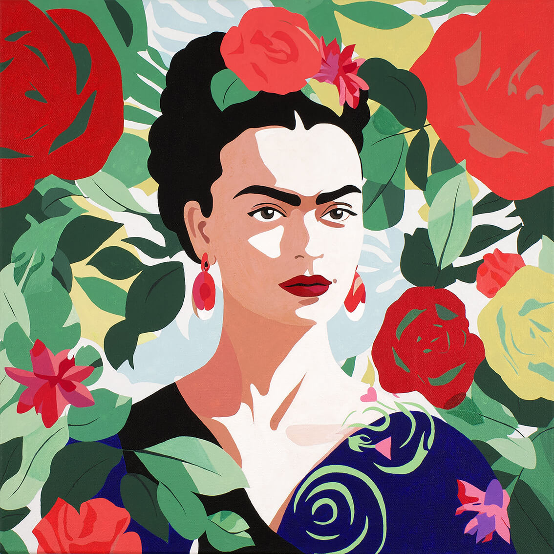 Frida, 60x60 cm, original acrylic painting on canvas