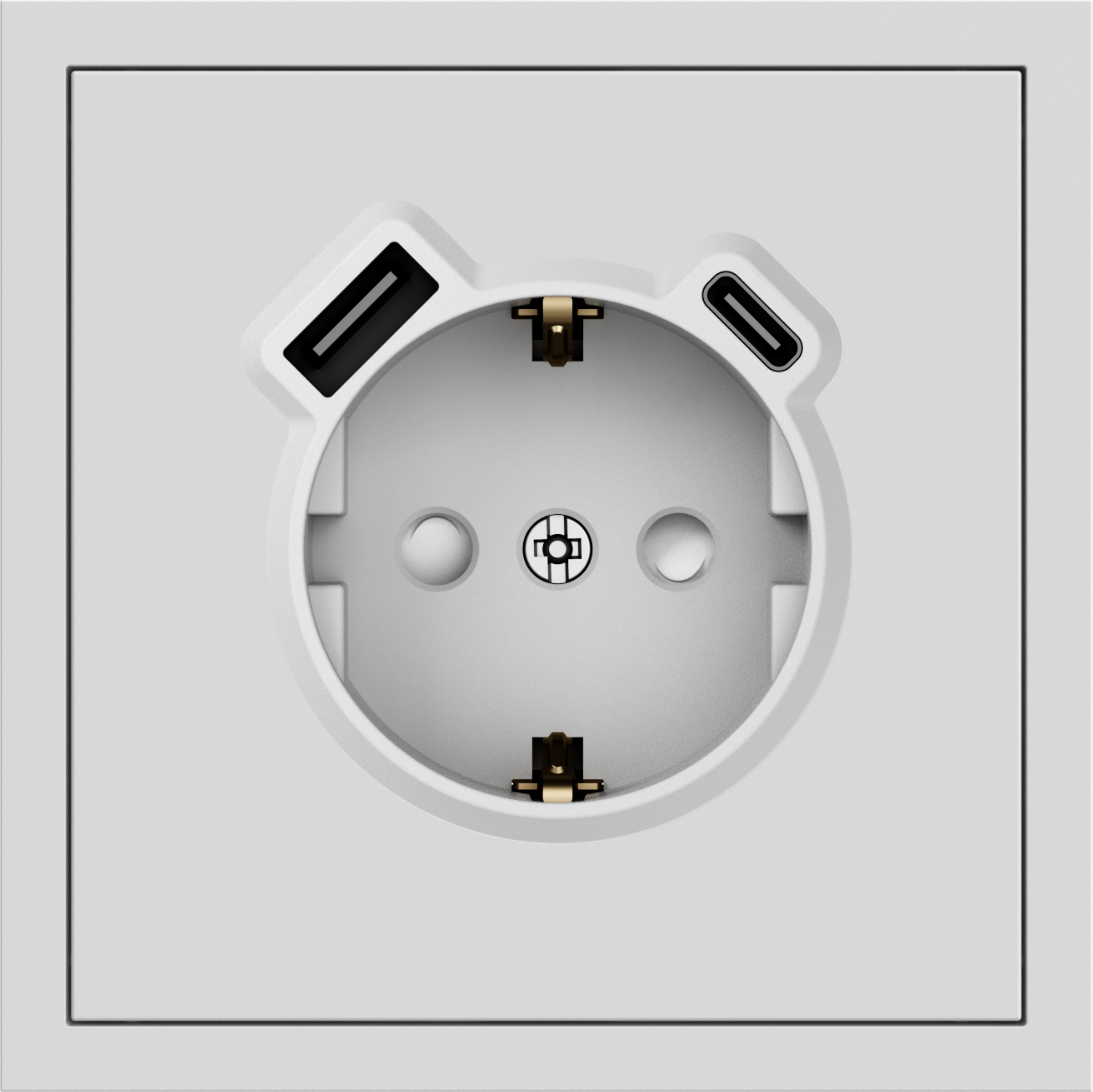 ER123USB-W розетка із заземленням 16А із USB-A 18W та Type-C 20W, механізм білий Soft