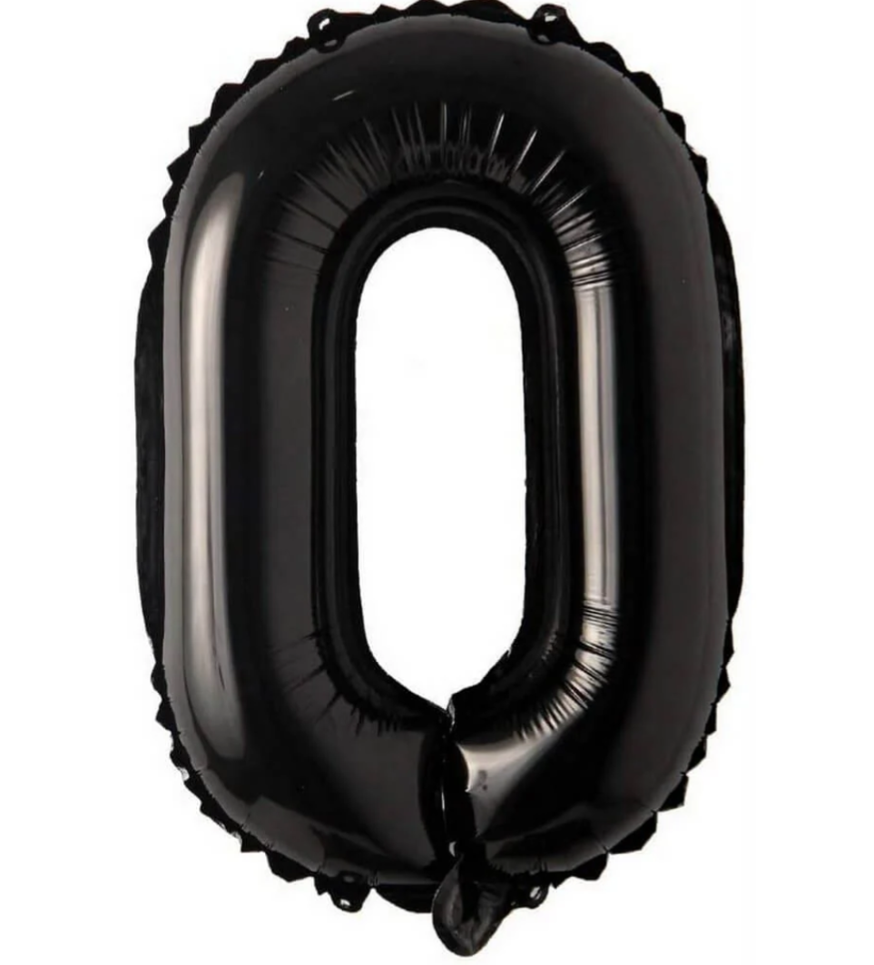 34 inch Number 0 Black Helium Balloon