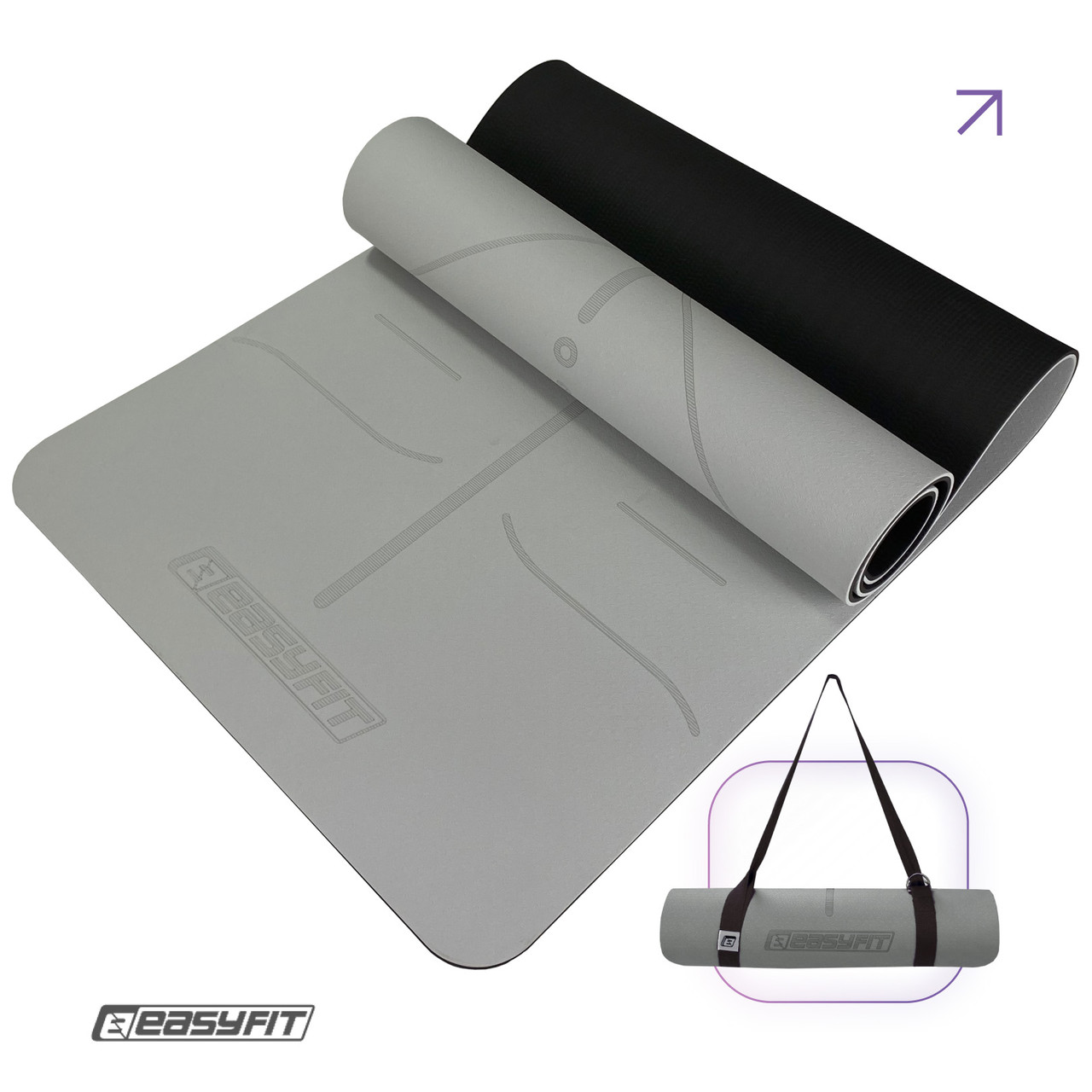 Килимок для йоги та фітнесу EasyFit Polarity stone з ремнем