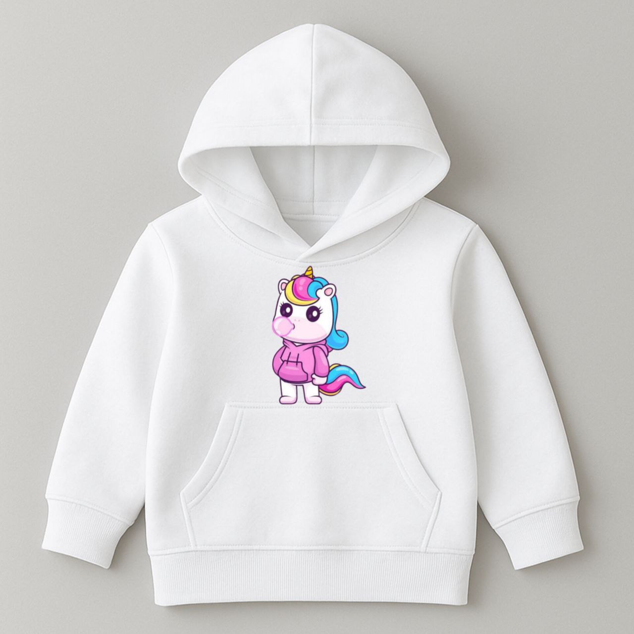 ДИТЯЧЕ ХУДІ БІЛИЙ КОЛІР З ПРИНТОМ "ЄДИНОРІЖКА 1"