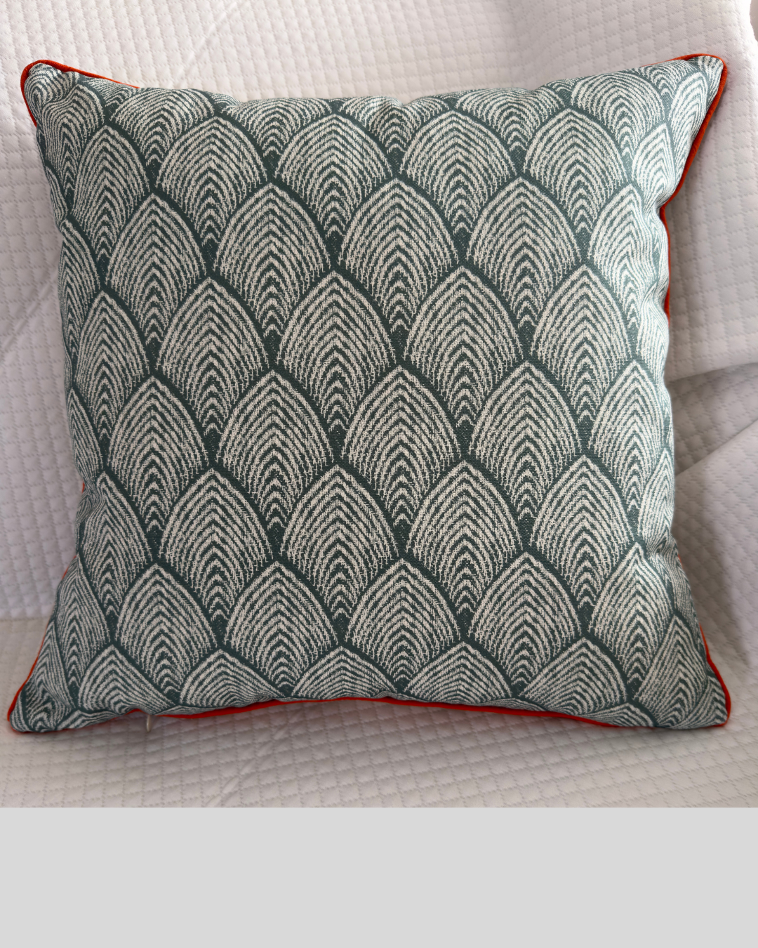 Pillow Green&stripes with orange line