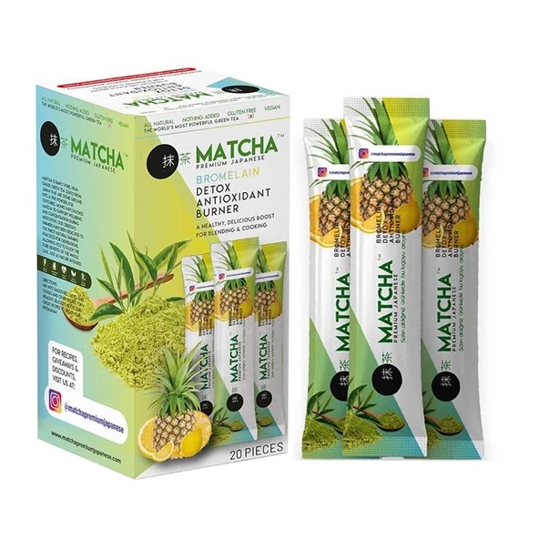 Matcha Premium Detox Tea – Japanese Matcha & Bromelain, 20 Sachets