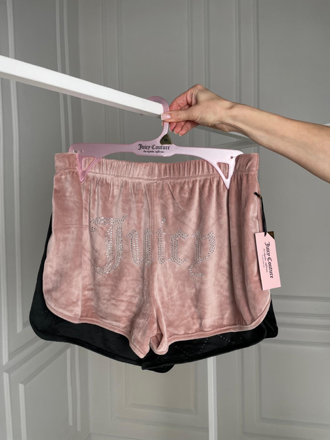 Шорти Juicy Couture Women's 2-Pack Sleep and Lounge Velvet Fleece Dolphin Shorts чорні/бежеві з лого