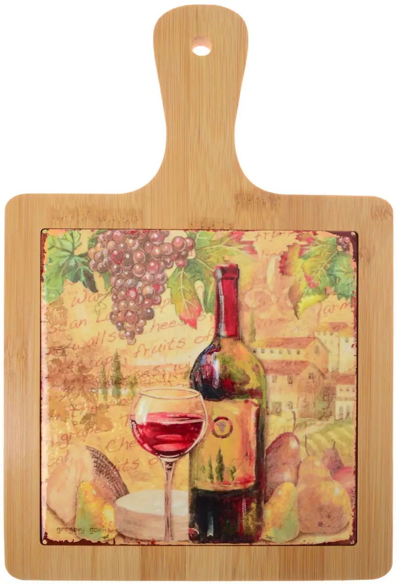 Дошка обробна Limited Edition WINE TIME / підстрака під гаряче/ з бамбук.ручкою 18х28 см.