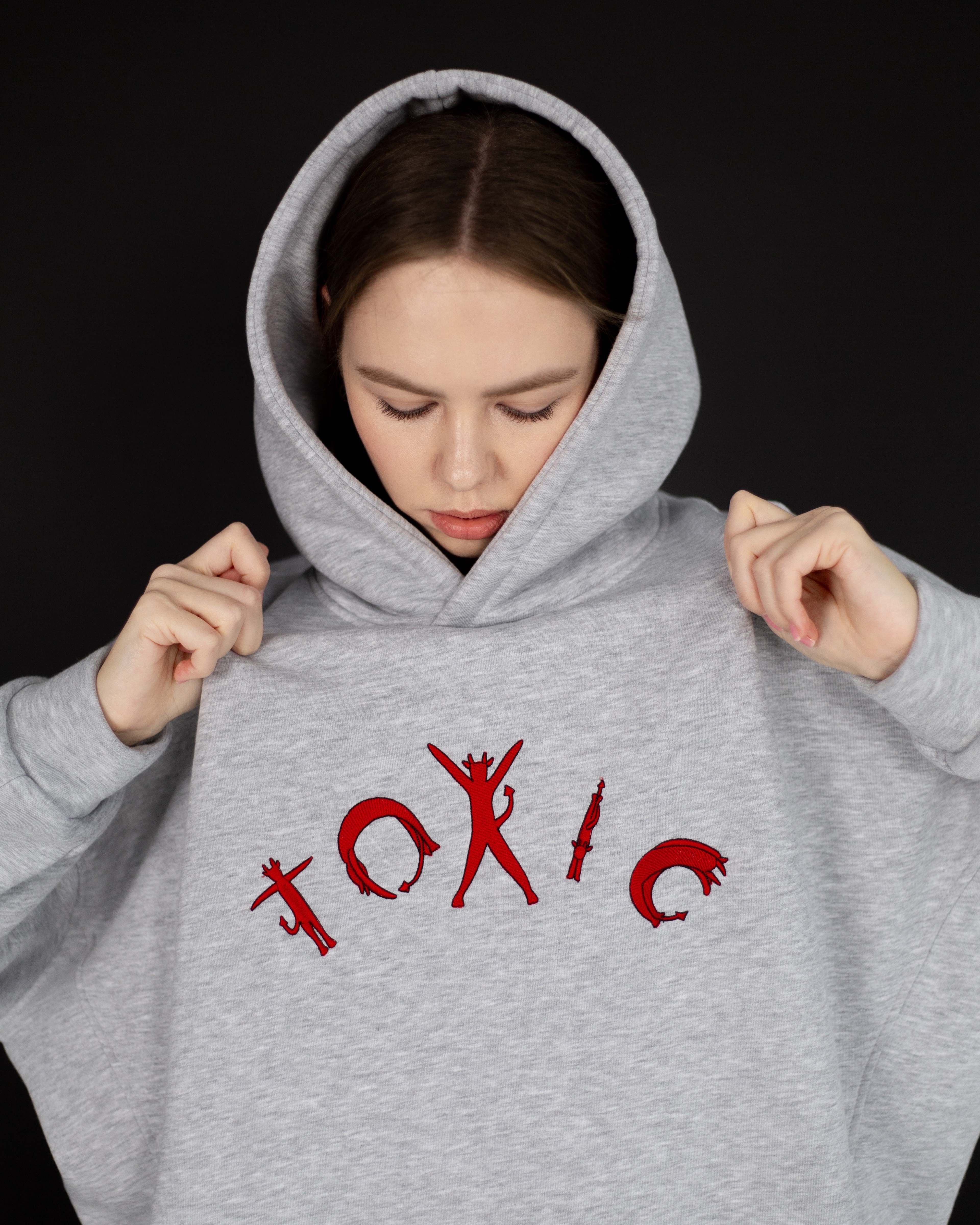 оверсайз худі toxic сірий (читайте опис уважно)