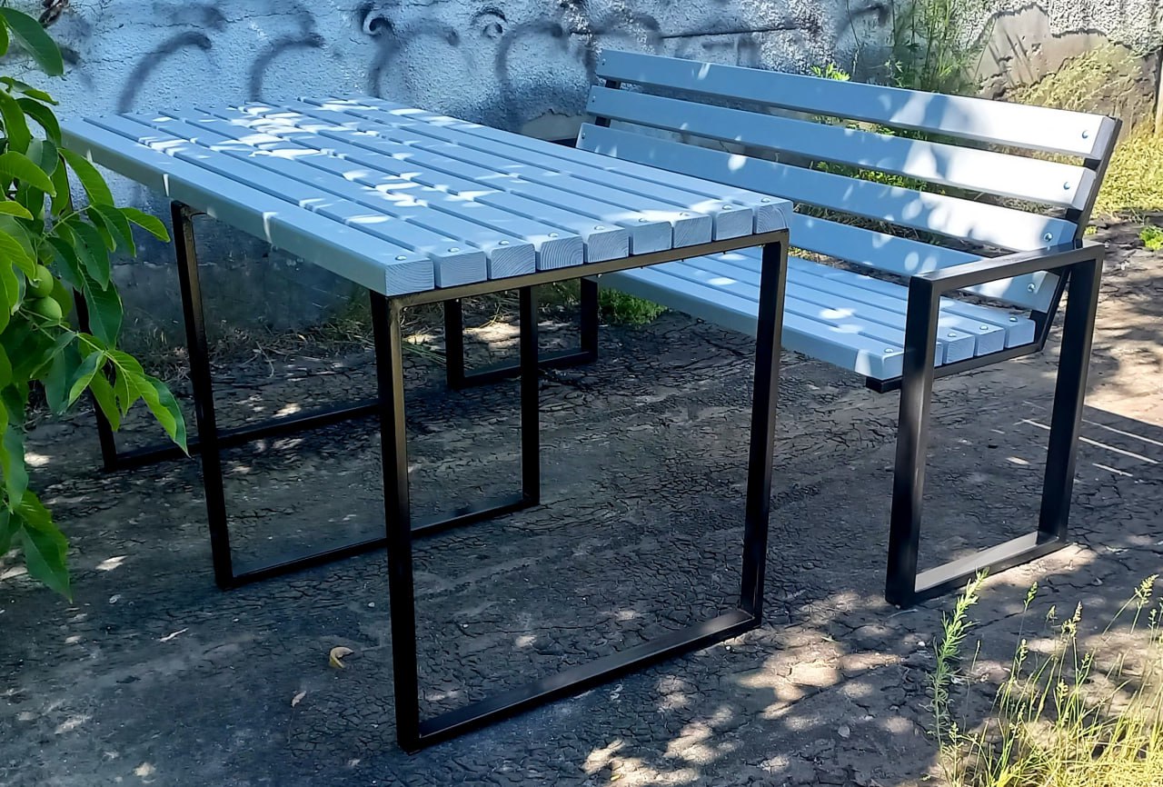 Комплект меблів стіл Лофт + 1 або 2 лавки, комплект меблів для саду стіл Лофт + 1 або 2 лавки