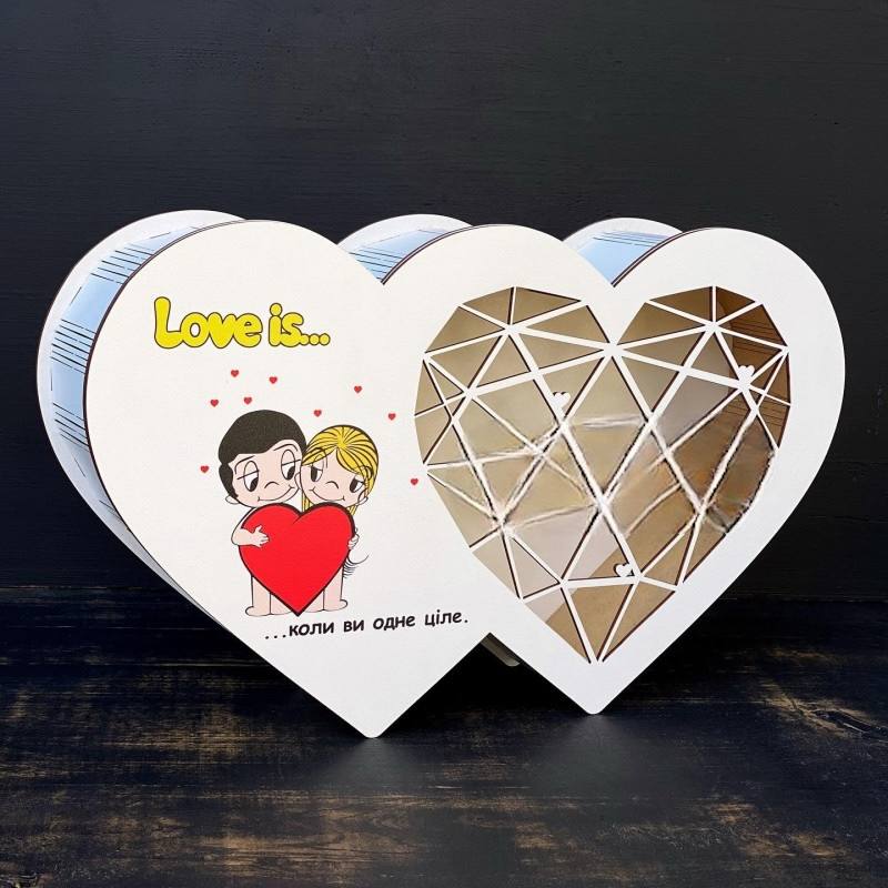 Бокс "Подвійне серце №3" білий 24х40х7см