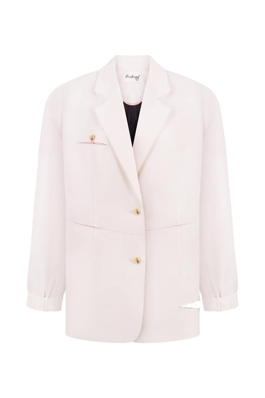 Oversize jacket with a torn-off hem