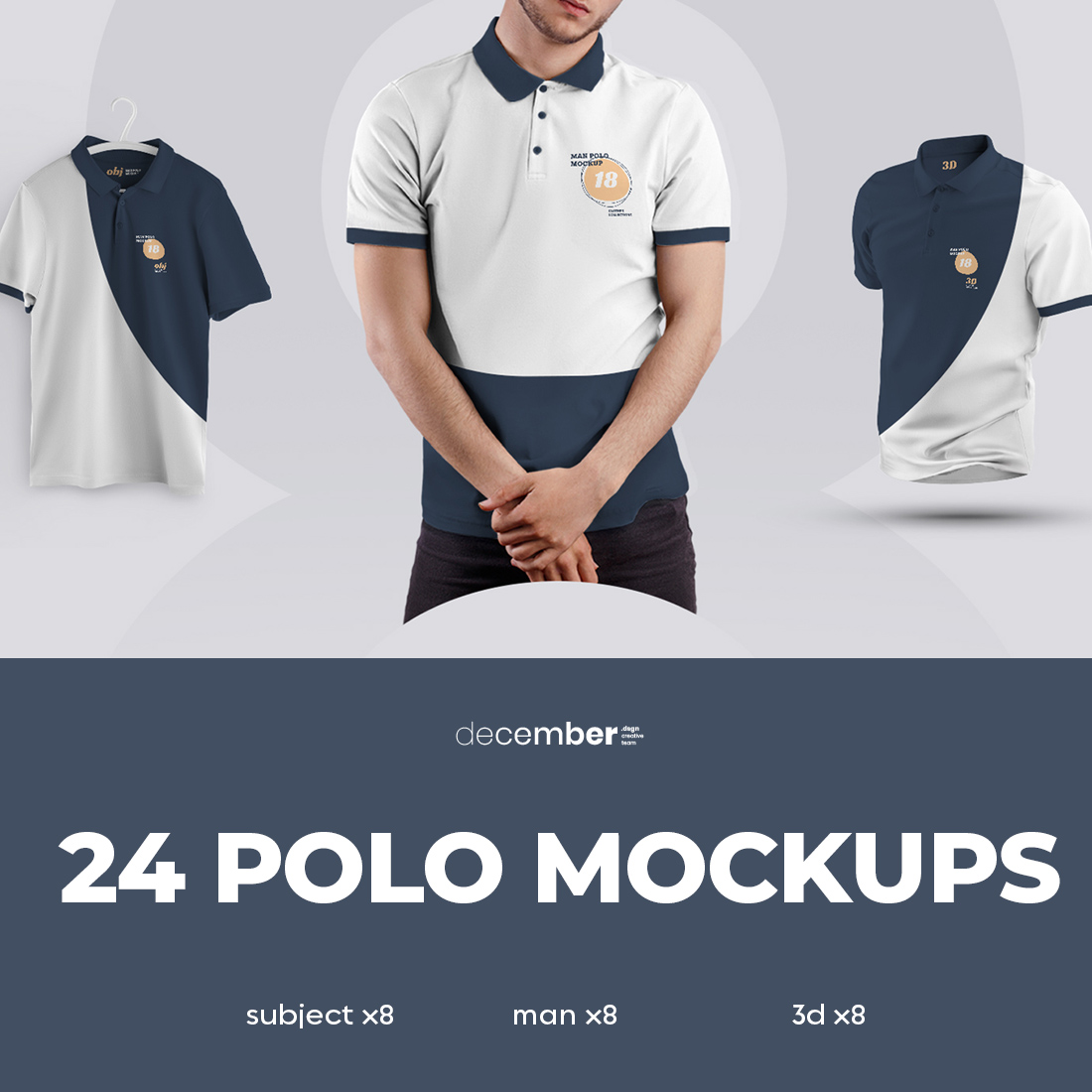 24 Polo Men Mockup. Bundle