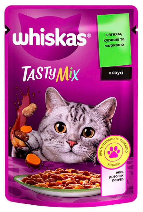 Віскас пауч TastyMix Ягня,Курка,Морква 85г
