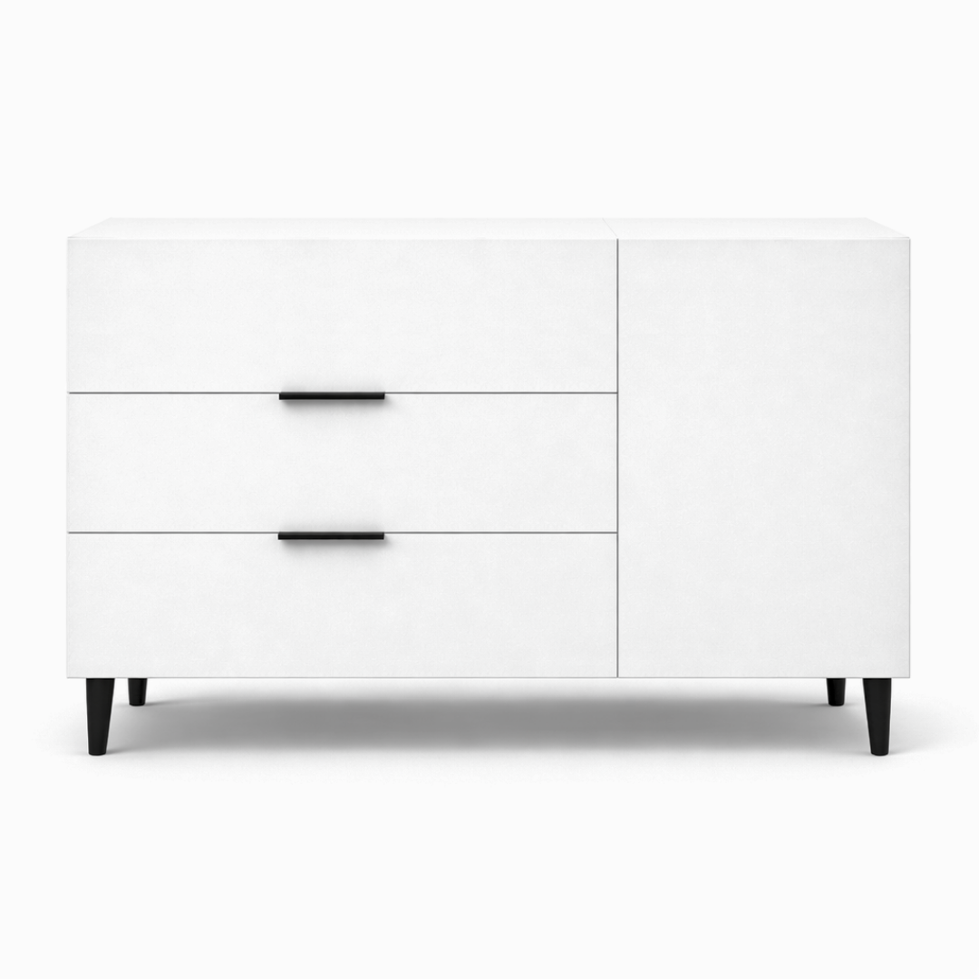 Комод на ніжках з трьома шухлядами та дверцятами