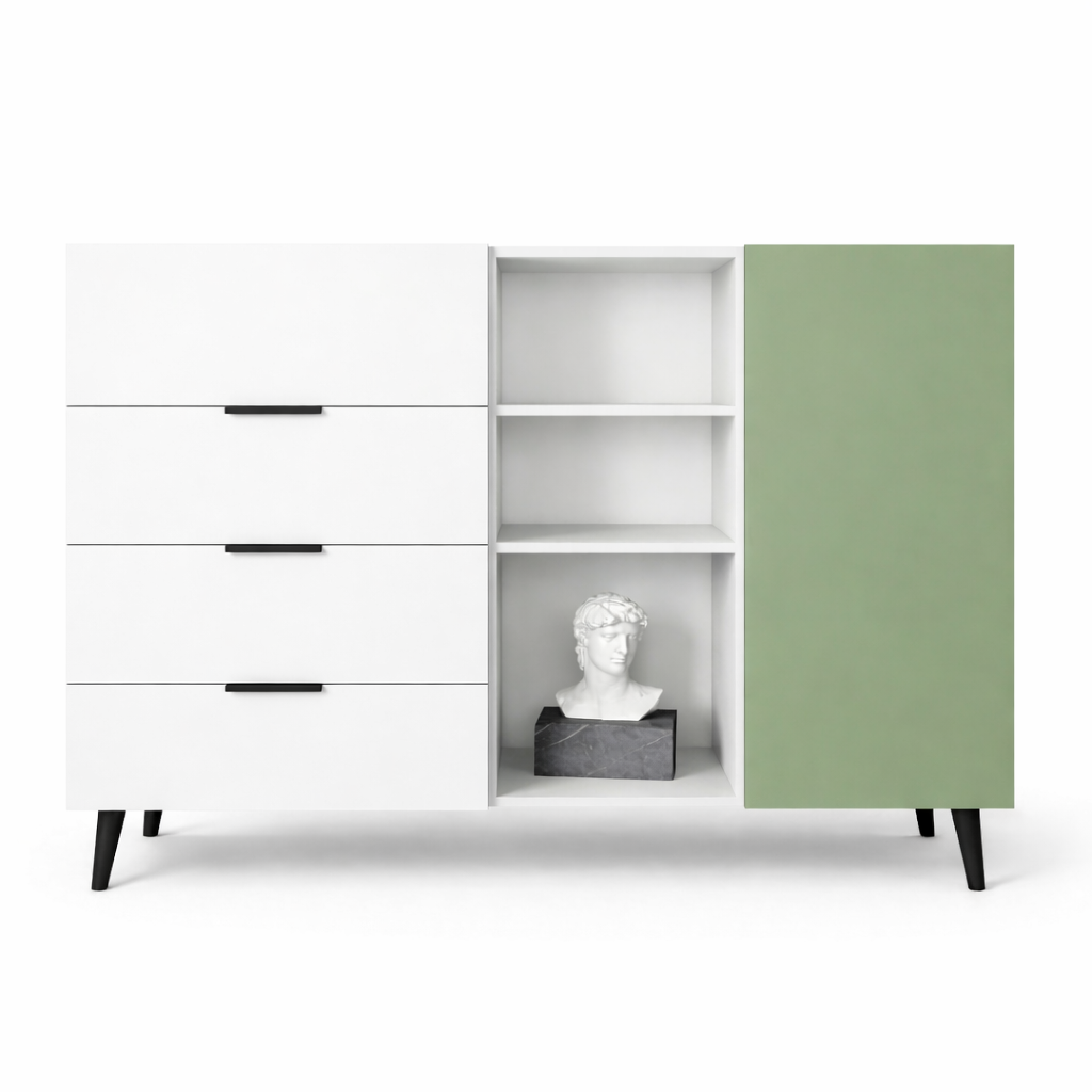 Комод з центральною нішею з полицями на ніжках