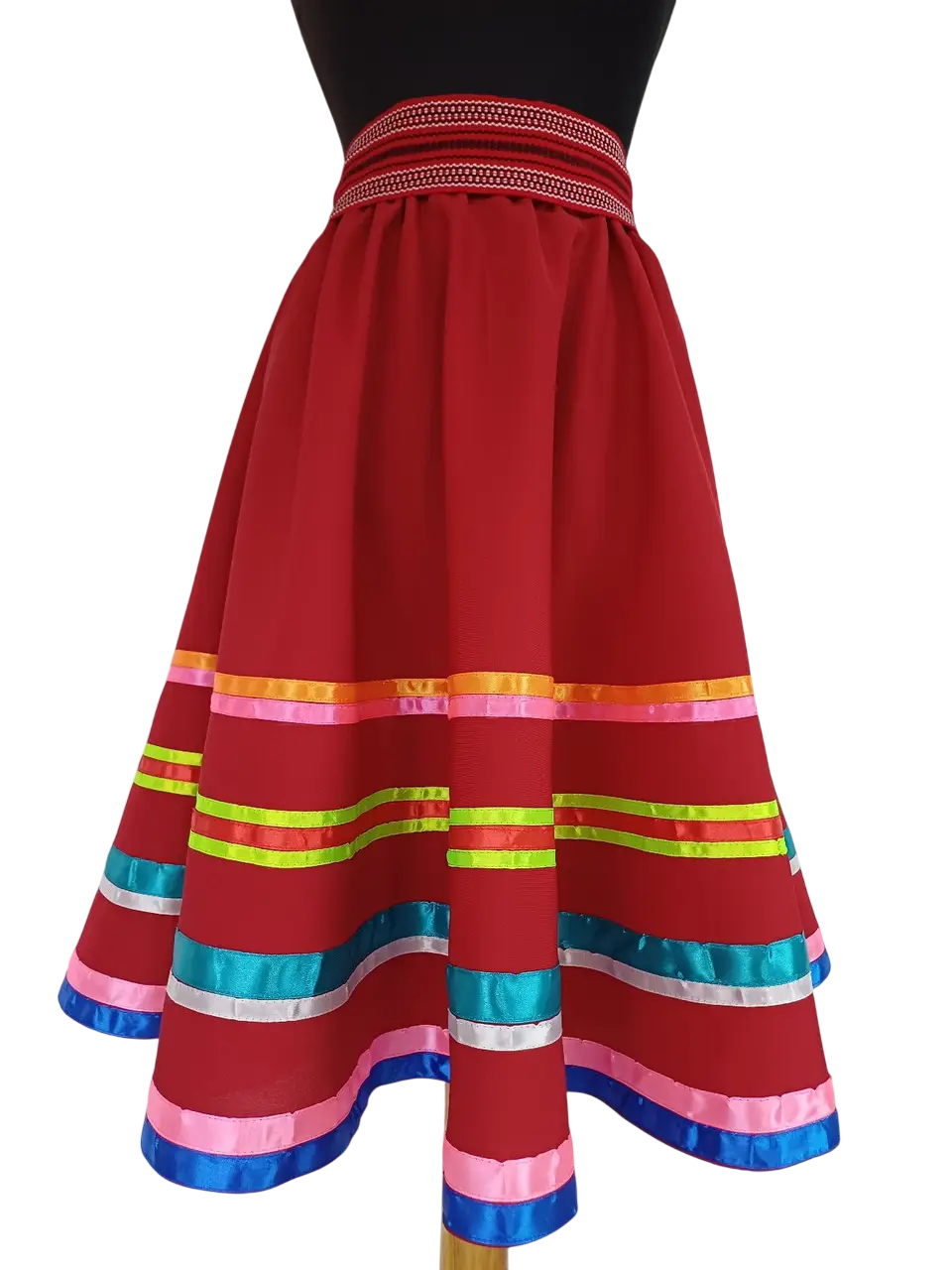 Спідниця напівкльош зі стрічками Червона