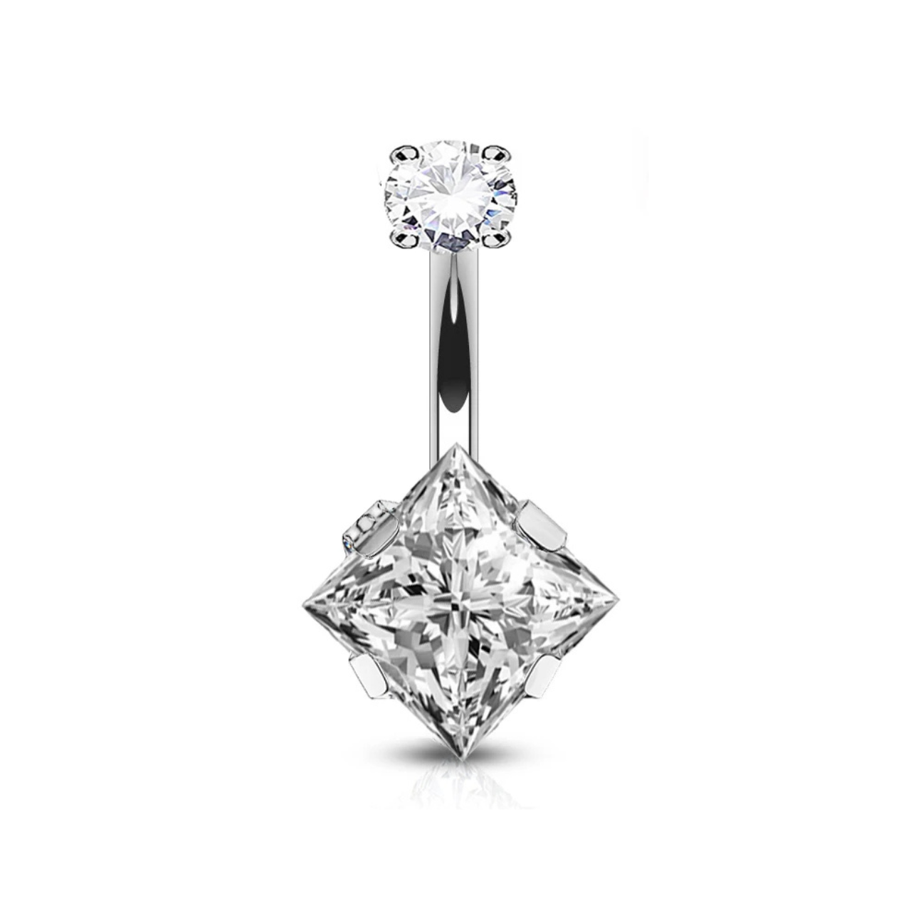 Square CZ Navel Ring