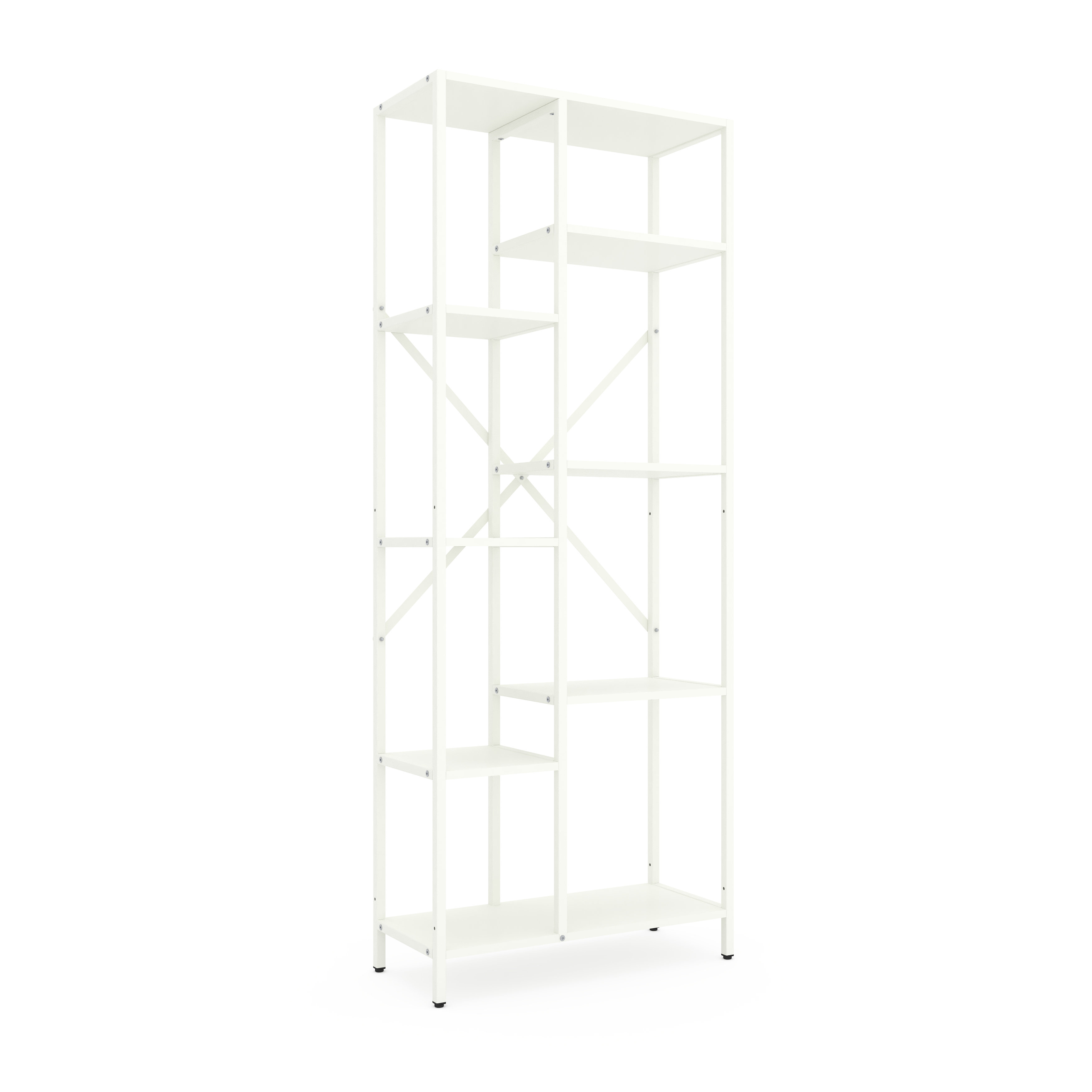 Стелаж металевий 7 полиць, стелаж з полицями 700/300/1780 мм., стелаж Лофт білий-білий сніг