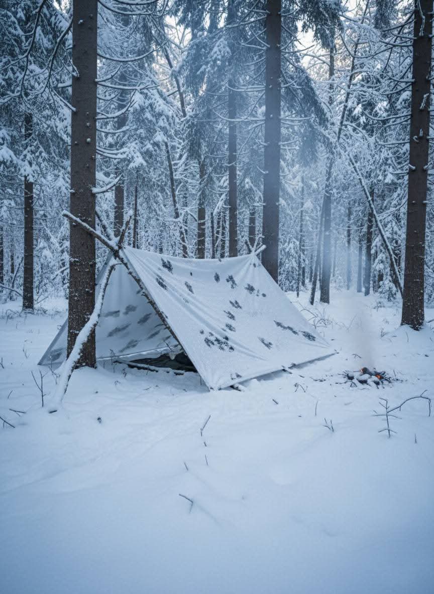 Зимовий водостійкий маскувальний тент-баша "Зимова Клякса".