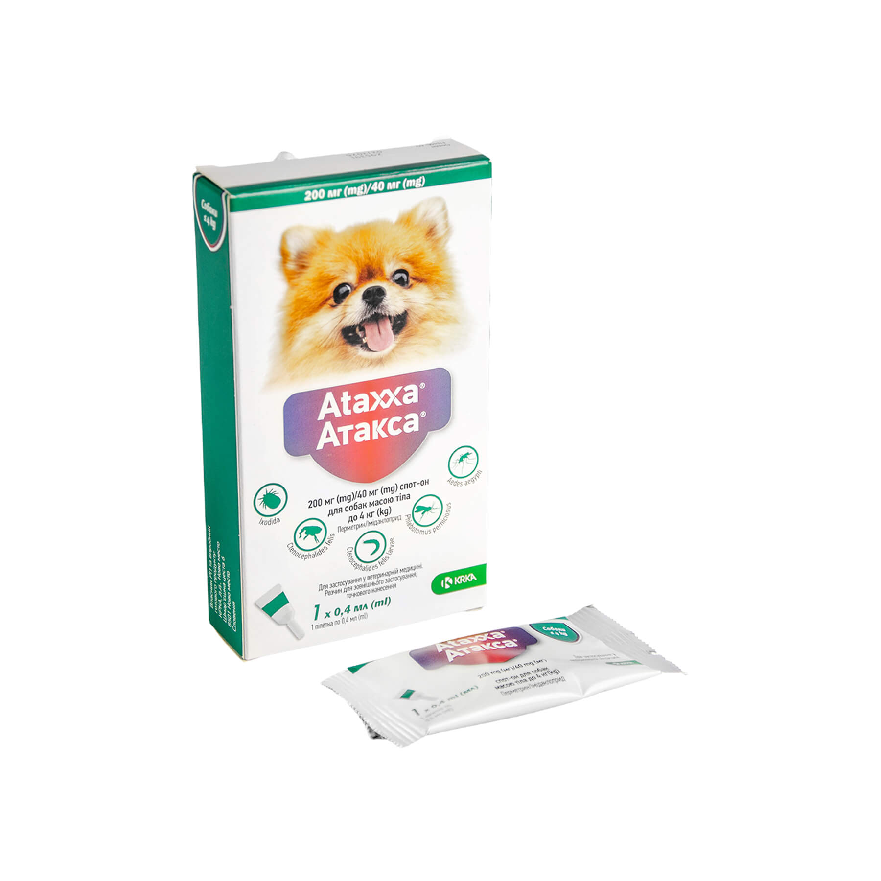 Краплі Атакса для собак до 4 кг(0,4 мл) №1