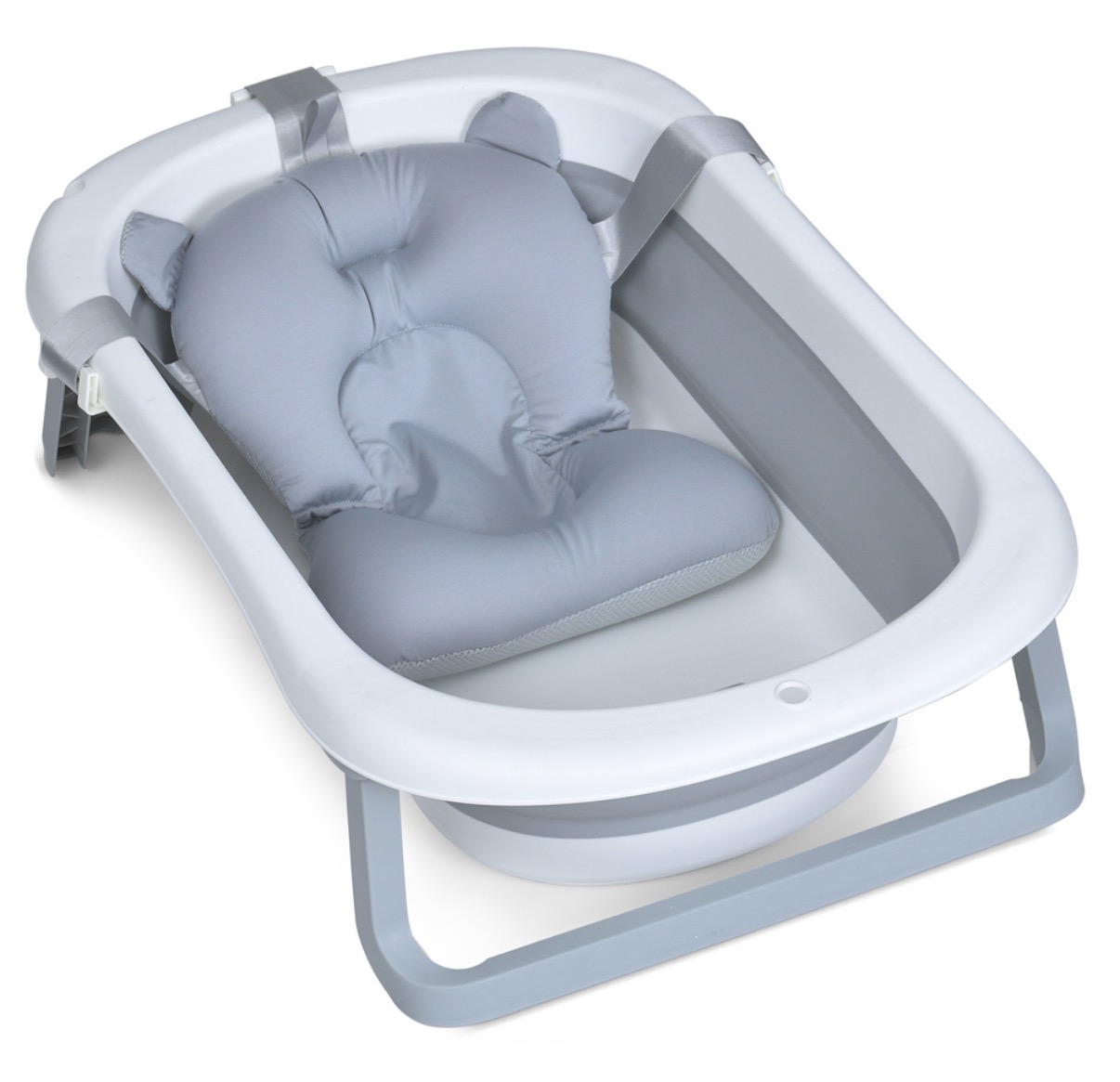 Ванна складна з термометром та подушечкою сіра