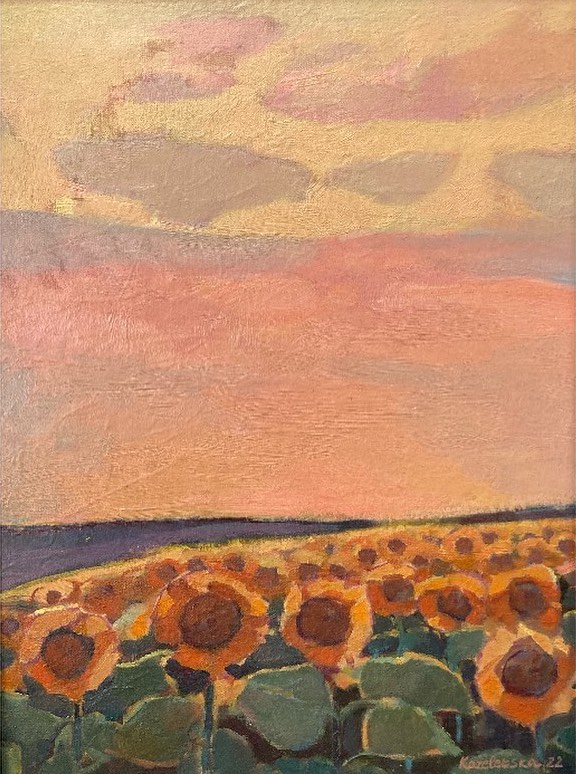 Red evening, 2022, 40x30 sm, oil, canvas on cardboard