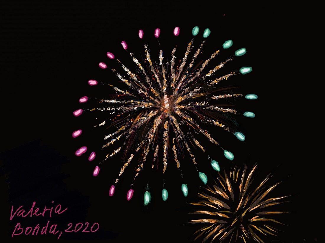 "Celebration". Original digital print by Valeria Bonda, printed on a hoodie (unisex)