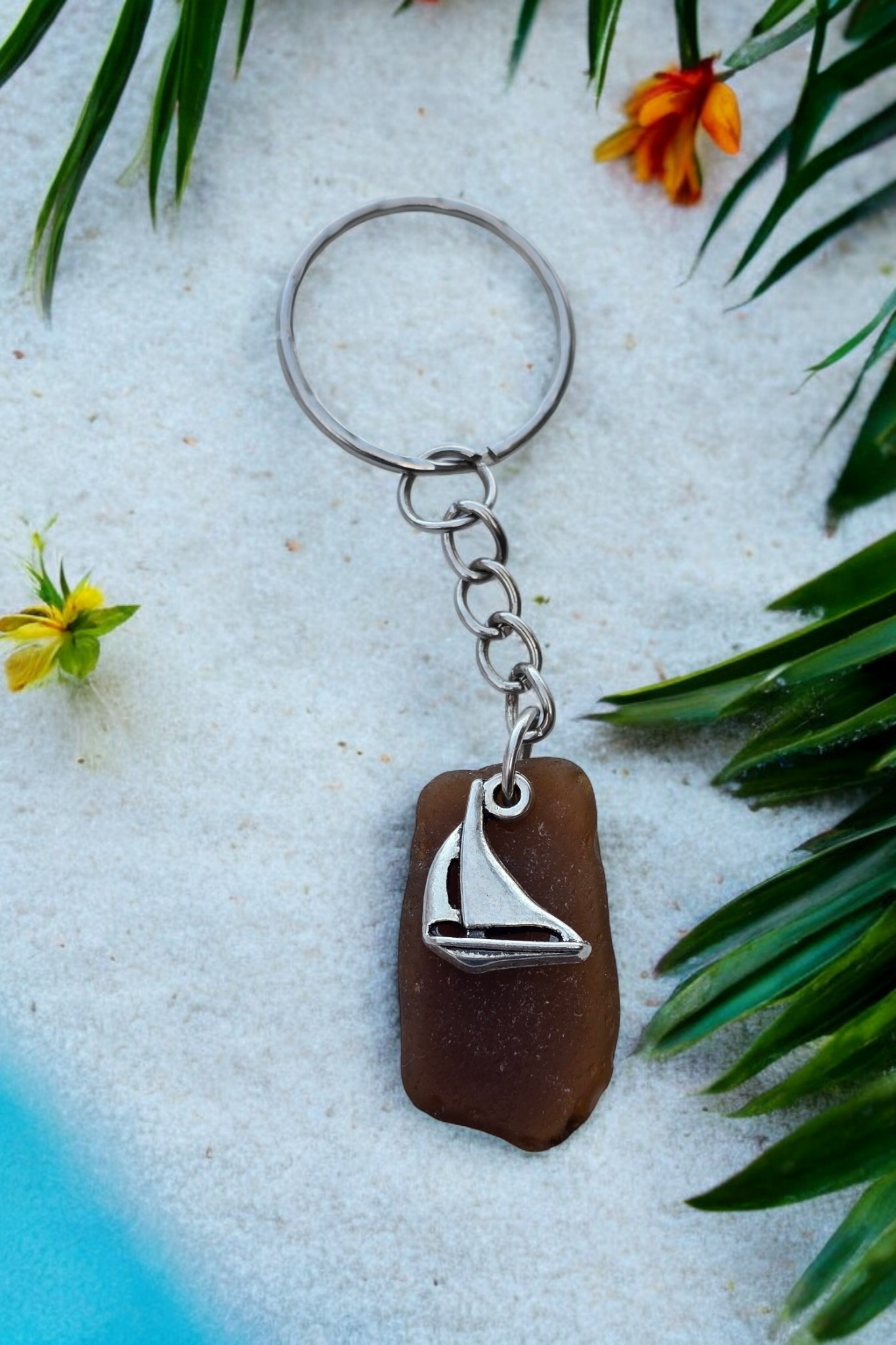 Sailing Sea Glass Keychain