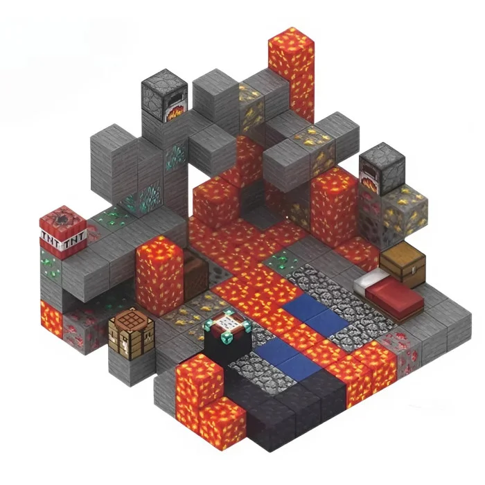Лавова Шахта 143 дет. | Дитячій магнітний конструктор в стилі Minecraft