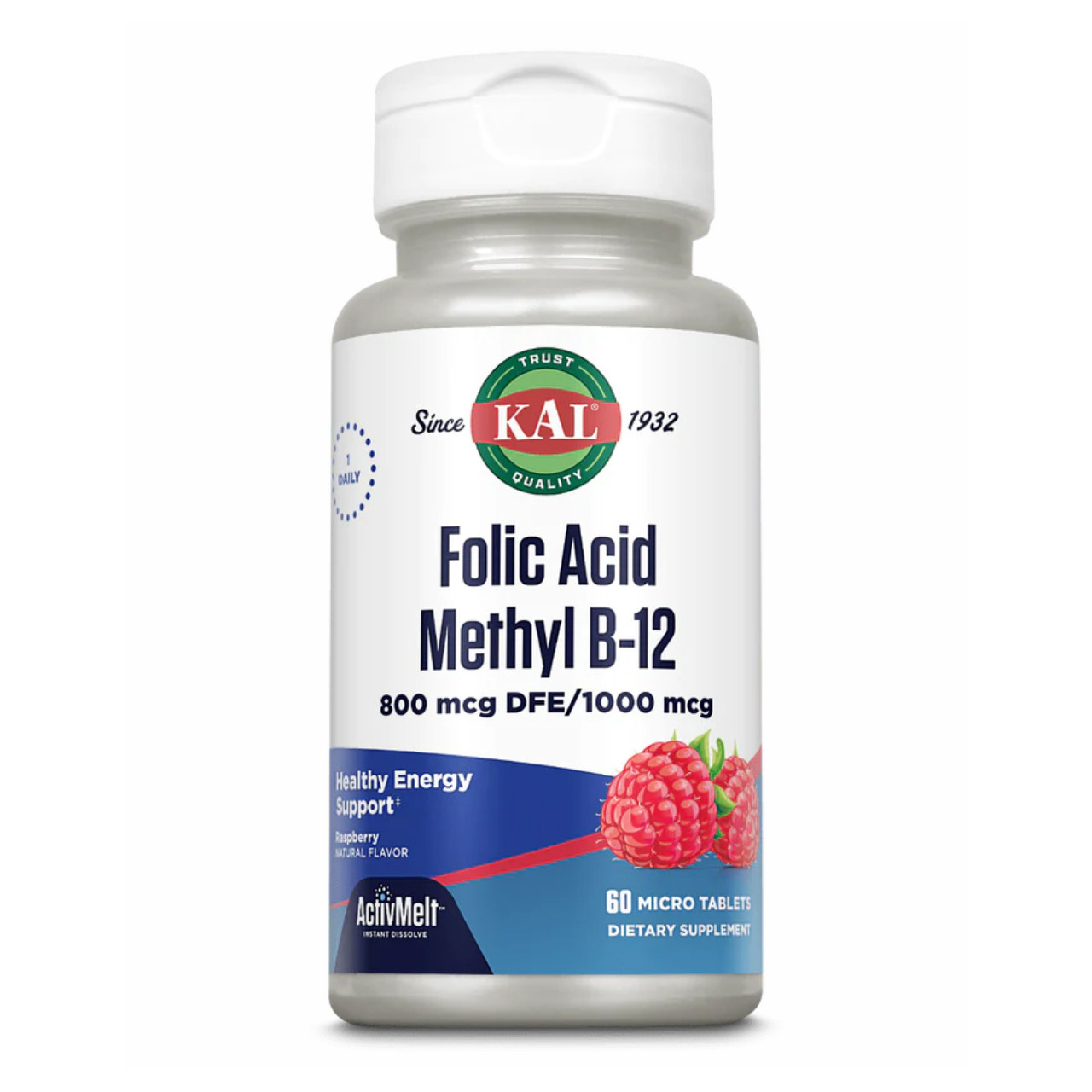 Фолієва кислота та метил Б12, Folic Acid Methyl B-12 800mcg - 60 tabs Raspberry