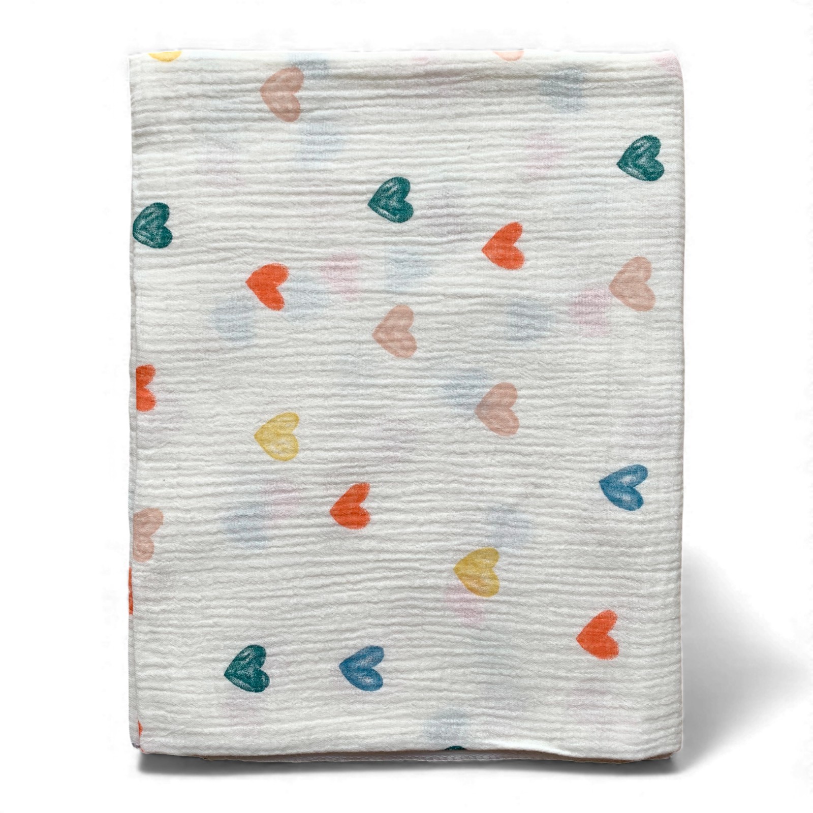 Пелюшка муслінова 135 х 100 см Сердечки різнокольорові